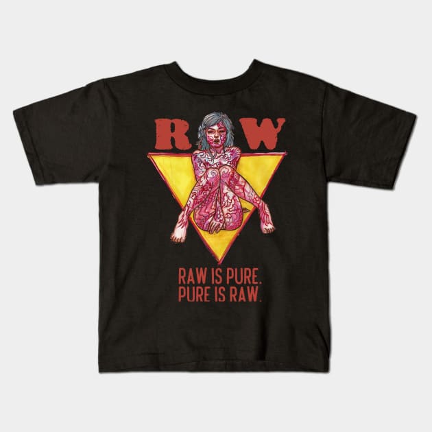 raw girl Kids T-Shirt by Paskalamak